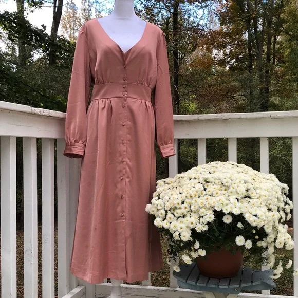 J. Crew Blush Button-Down Maxi Dress - Picture 1 of 3